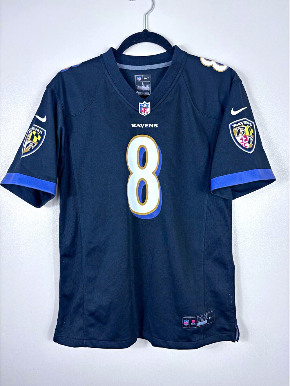 Nike Youth Baltimore Ravens Lamar Jackson #8 Black Alternate Game Jersey Sz L